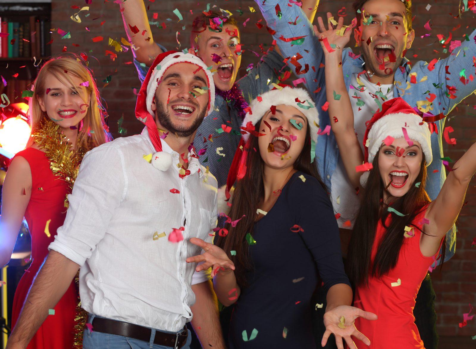 Young people having fun at Christmas party